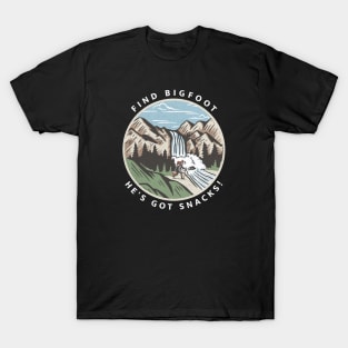 Find Bigfoot He's Got Snacks T-Shirt